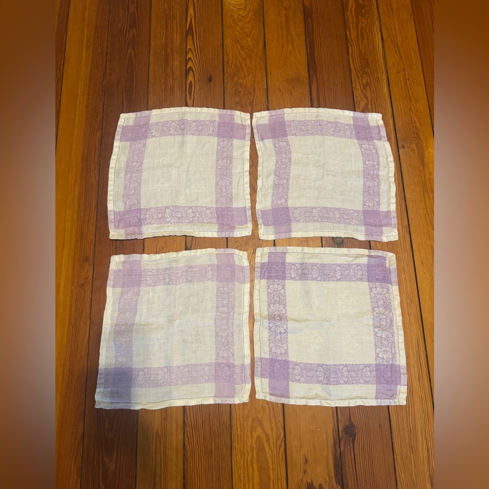 Vintage Lavender and White Plaid Napkins set of 4 (Rare Find)
